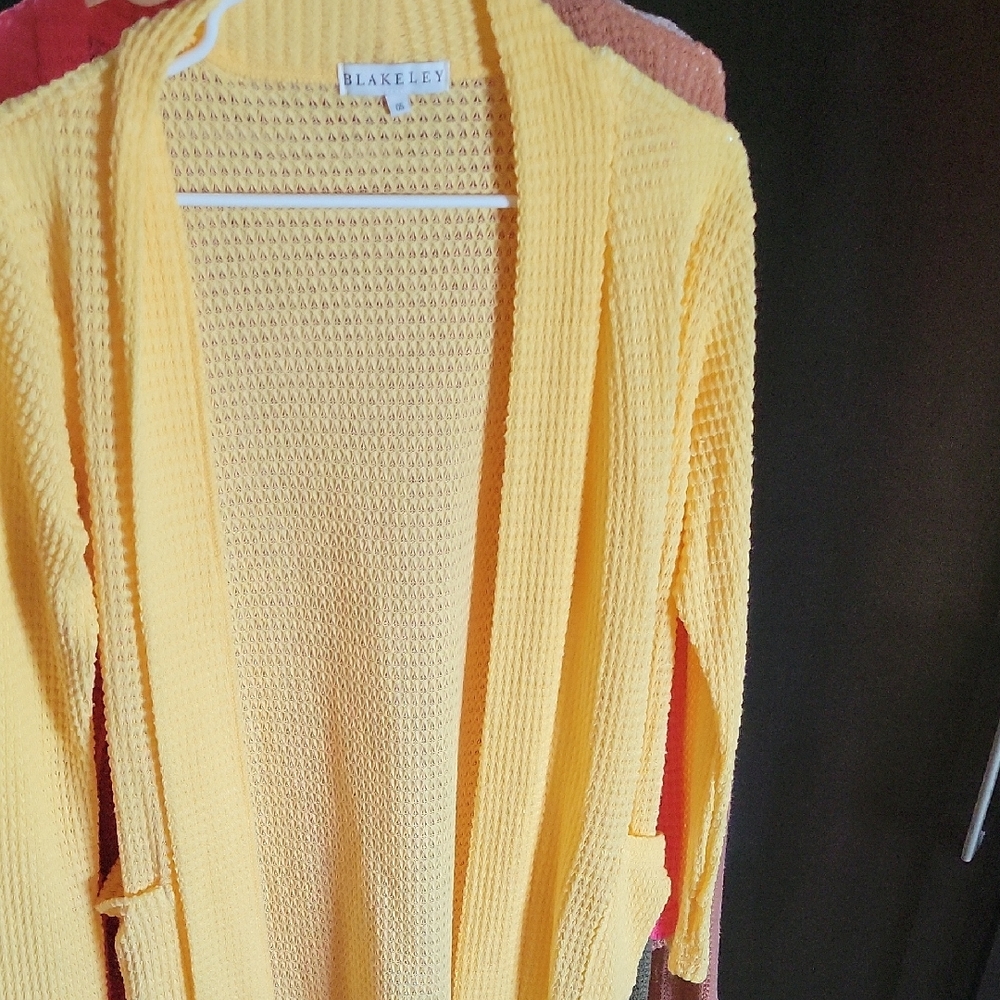 Yellow Knit Cardigan Sweater